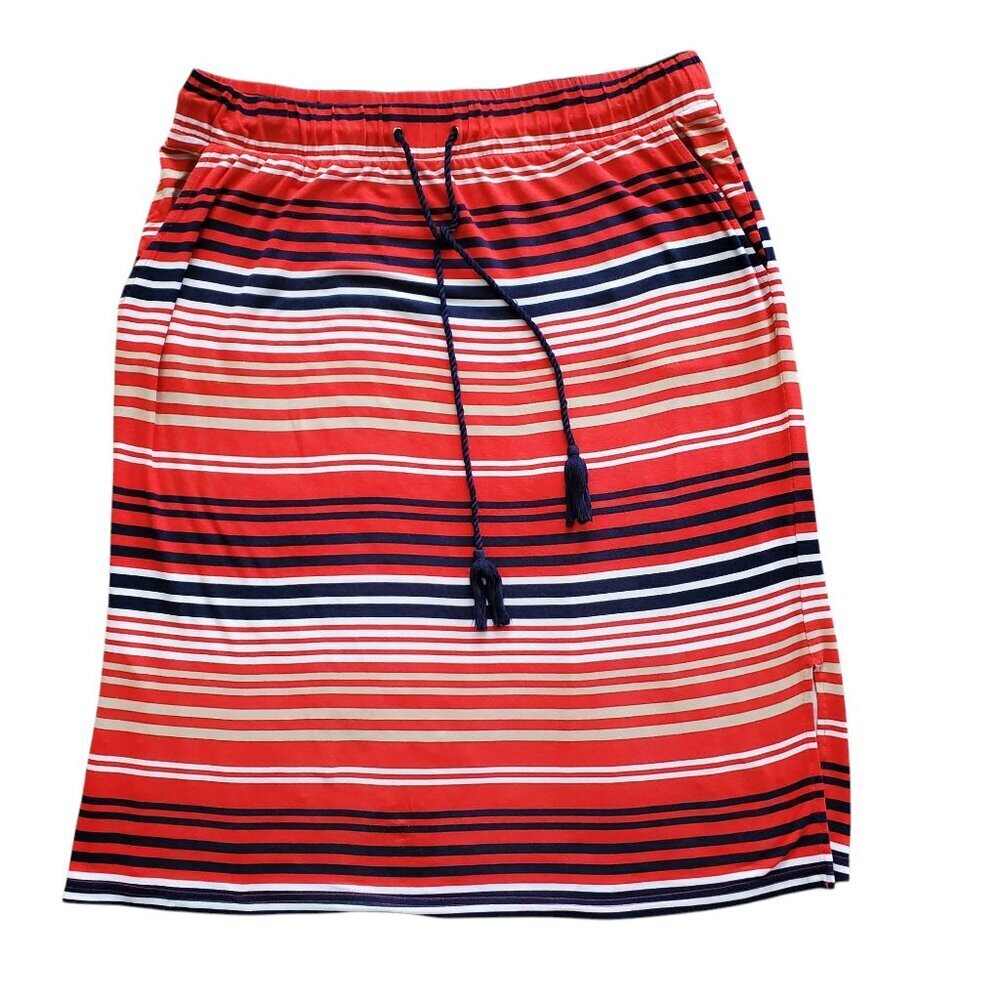 ST JOHN’S BAY DRAWSTRING WAIST SKIRT WITH POCKETS SIZE LG